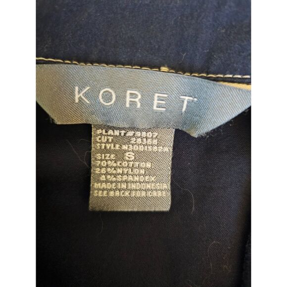 Navy Blue Utility Jacket Koret Size S Contrast Stitching, Zip & Button Pockets - Picture 6 of 6